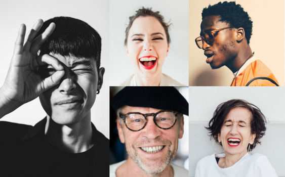 Collage with five different people